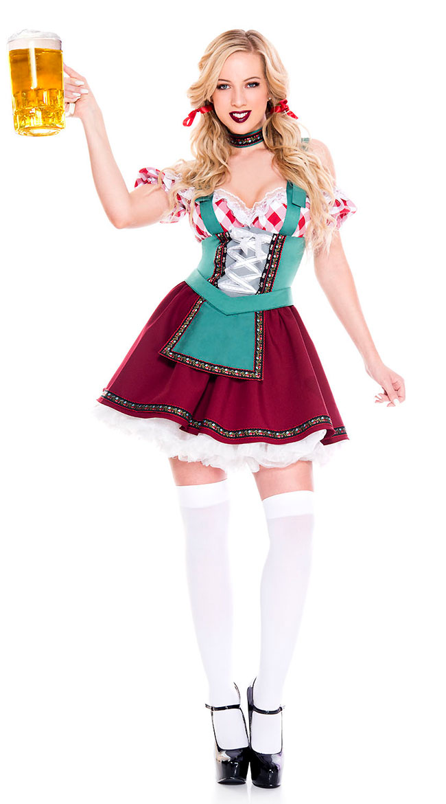 F1886 Womens Red Beer Maiden Dress Costume